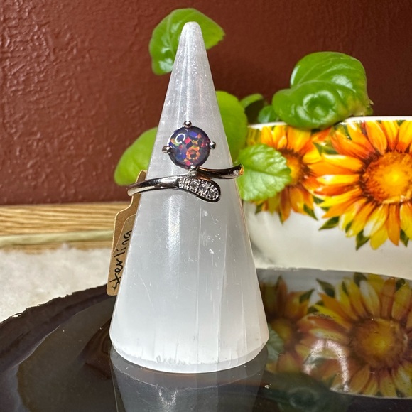 New 925 sterling silver ring size 9 fire opal blue pink green boho hippie gift - Picture 11 of 12